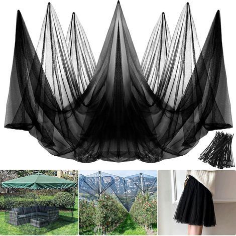 Tissu moustiquaire, Filet Anti Insecte,Toile Moustiquaire -Filet Anti Moustique de Contre Insectes et Oiseaux pour Balcons Parasol Jardins Tonnelle Piscine et Fenêtres(3 m x 10 m, Noir) (1/5)
