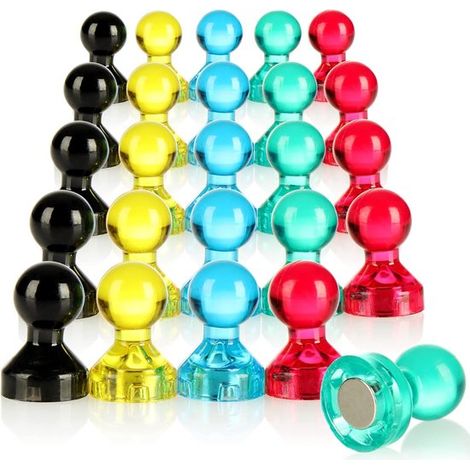 25 imanes para pizarra blanca - Material de oficina con forma de cono de colores - Mini (25 piezas - Colores) (1/5)