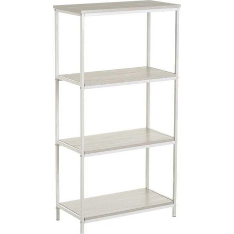 Étagère en bois et métal blanc 4 plateaux - 60x30x116cm (1/4)