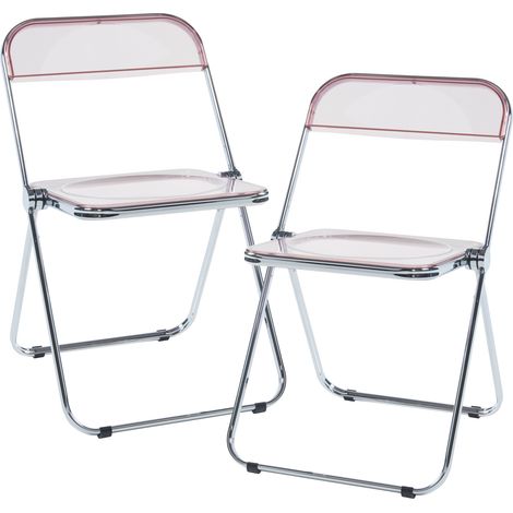 Klappstuhl Pornainen 2er Set Rosa, transparent [en.casa]