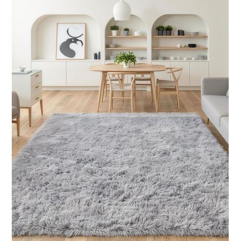 Tapis Salon Shaggy Descente de lit Chambre Grande Taille Tapis Moelleux Carpette pour Chambre Tapis Décoratif de Style Moderne pour Salon Chambre Canapé Natte(Gris,80 x 150 cm) (1/5)