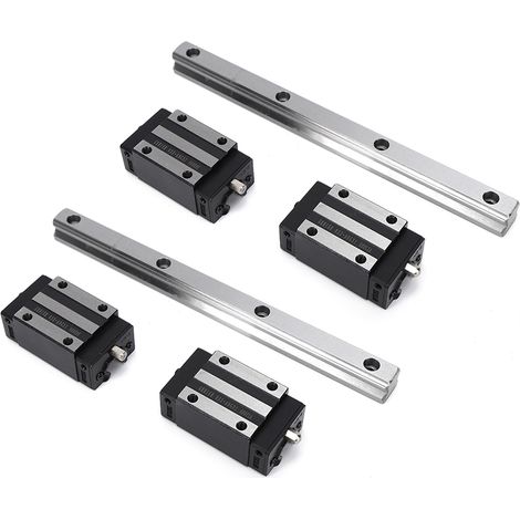 2 rails de guidage de haute précision HG15, interchangeables avec 4 blocs coulissants HG15 (HG15-200 mm). (1/5)