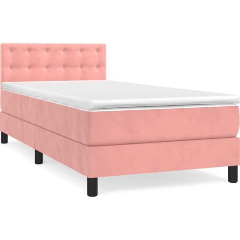 Maison Exclusive - Sommier à lattes de lit avec matelas Rose 90x190 cm Velours