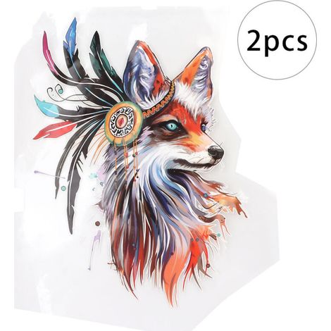 2 autocollants thermocollants motif animal 3D à repasser sur vêtements et t-shirts (renard coloré)