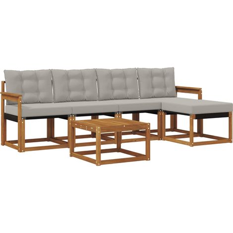 Conjunto de sofás de exterior 6 pcs Gris Natural y Claro vidaXL (1/5)