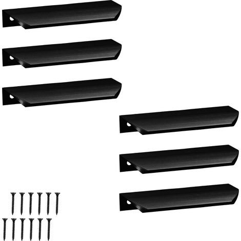 Maniglia per mobili Modern Edge in alluminio nero opaco, 116 mm, 4 pezzi (1/5)