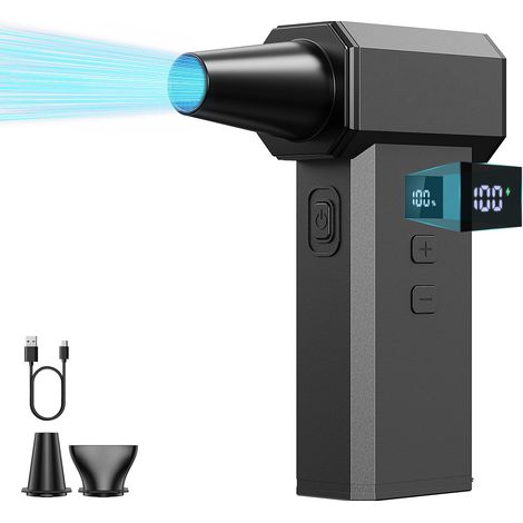 Elektrische Staubgebläse, 220.000 U/Min, 100-Gang mit LED-Display Akku Air Duster, Druckluftspray Dust Blower für PC Reinigungs Auto und Outdoor