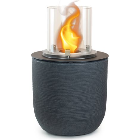 Chimenea de bioetanol de hierro fundido Raffaello, gris, 35 cm x 55 cm de diámetro, para uso interior y exterior – Estructura ecológica