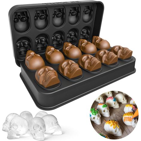 Skull Silikon Ice Cube Trays mit Lid, mit Funnel, geeignet für Whiskey für eine schnelle Anwendung (1/5)