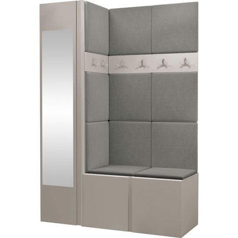Conjunto para recibidor Hartford 277, Polo 894, 186x124x46cm, Espejo, Tapiz, Aglomerado laminado, Colocada, Montada en la pared (1/5)
