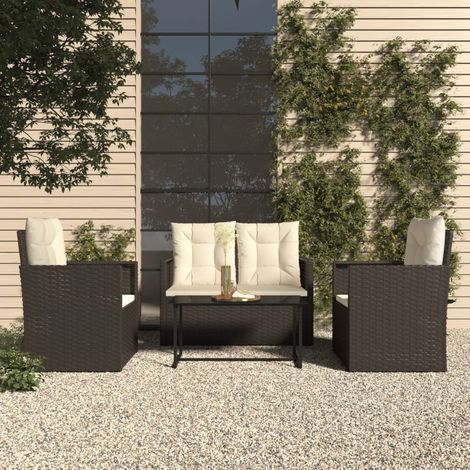 4 pcs Salon de jardin avec coussins Salon d'extérieur Ensemble Meuble de Jardin Mobilier d'Extérieur résine tressée noir XFNRX559302 (1/5)