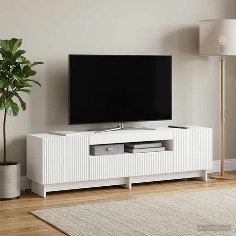 Beyamis Meuble TV LED en bois composite blanc (1/5)