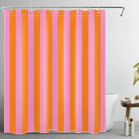 Rideau de douche - Rideau de salle de bain - Décoration de salle de bain - Polyester anti-moisissure - 180 x 180 cm - Rose Orange (1/5)