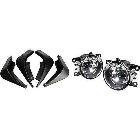 Kit de 4 bavettes de protection avant et arrière pour Ford Fiesta et 1 paire d'ampoules H11 pour phares antibrouillard (1/5)