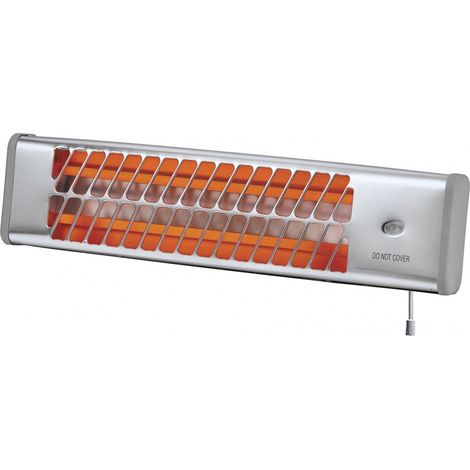 Chauffage infrarouge mural 1200W – Pour espaces jusqu'à 15m² – Dimensions L50cm x la12cm x H15cm – IP24, 2 positions 600W/1200W – Profile