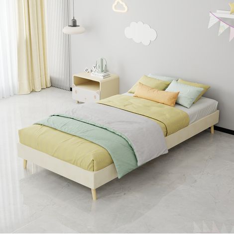cama infantil tapizada 90x200 beige metal OKMYHOME (1/5)