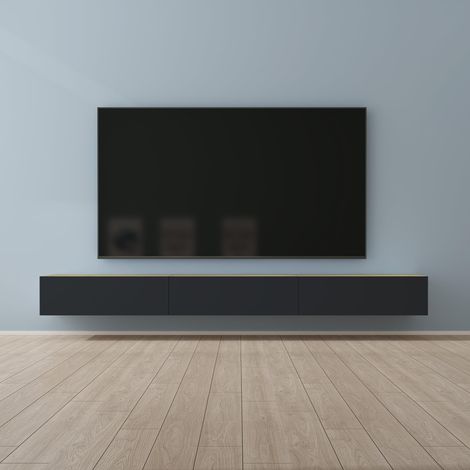 Mai & Mai Fernsehtisch Fernsehschrank TV Schrank Verdeckter Griff mit Soft-Close Lowboard Hängeschrank für Wohnzimmer in Kerneiche + Matt Anthrazit BTH: 300x40,2x30 cm Fernsehschrank02