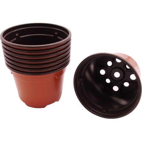 Nature – Lot de 8 pots horticoles ronds 9.5cm diamètre – Plastique thermoformé – Trous de drainage pour circulation d'eau – Semis et transplantation (1/3)