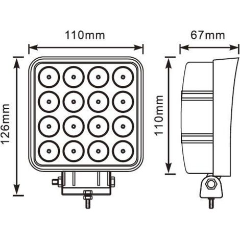 Phare de travail carré led 10/32v 48w 2800 lumens faisceau large SODIFLASH - 79697