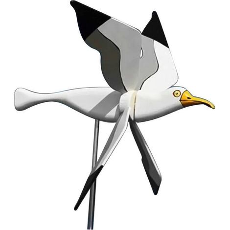 Enowelir Girouette Mouette Blanche en Résine avec Ailes Tournantes Décoration de Jardin 3D pour Pelouse (1/4)
