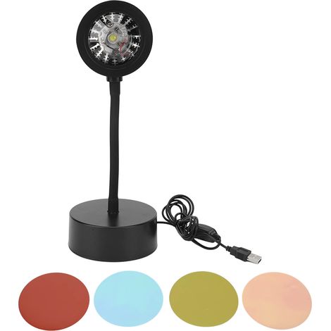 Lampe Projecteur Coucher de Soleil RGB 5W LED USB, Tube Flexible Transparent pour Ambiance Fête Maison (1/5)
