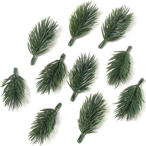 Lot de 100 branches de sapin, plastique vert, 6 cm, décoration couronne Avent, artisanat (1/5)