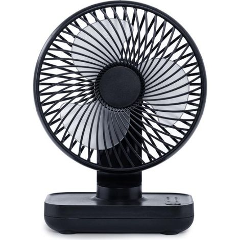 Ventilateur de table silencieux, petit ventilateur de bureau USB avec 4 vitesses de ventilation, orientable à 90°, sans fil, bleu (1/5)