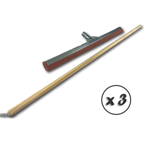 Raclot balai raclette extracteur d'eau pour sol - Quantité x 3 - 75 cm rouge - Avec manche