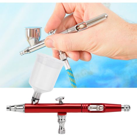 Pistolet à peinture aérographe, réglage externe pour gâteaux et publicité, outil manuel DIY rouge.