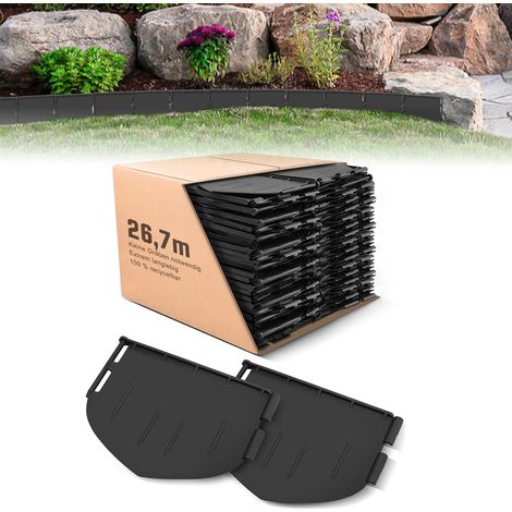 180 bordures de jardin en plastique noir, 26,7 m x 13 cm, faciles à installer et flexibles. Idéales pour délimiter pelouses, plates-bandes et allées. Décoratives et résistantes, parfaites pour l'aména