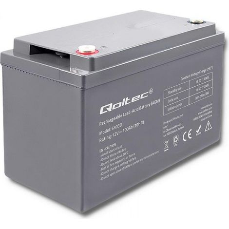 Qoltec 53038 Batería AGM  12V  100Ah  1200A máx (1/5)