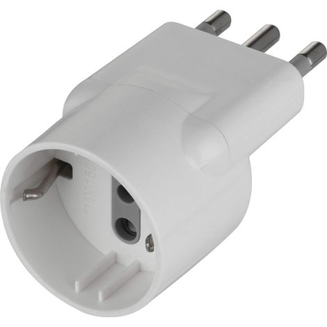 Adattatore disassato Schuko 16A 2P+T salvaspazio da spina tedesca a presa italiana 10A bianco Electraline