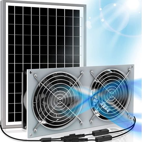 15-W-Solarventilator für Tierheim plus 2 Hochgeschwindigkeits-DC-Abluftventilatoren