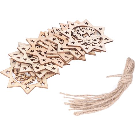 Hängende Holzornamente, hohl, DIY-Weihnachtsbaum-Dekorationsanhänger, Heimdekorationszubehör JM00207 (1/5)