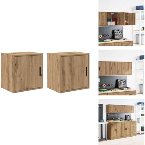 Armoires murales garage 2 pcs chêne artisanal bois d'ingénierie - Armoire Murale De Garage - Armoires Murales De Garage - Armoire - Armoire De Rangement De Garage (1/5)