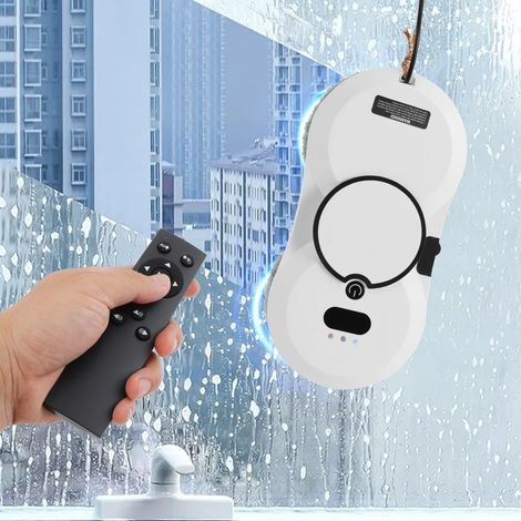 Fensterputzer Elektrisch, Intelligenter Fenstersauger mit Wasserstrahl für Hochhausfenster im Innen- und Außenbereich, mit 10 Reinigungstücher