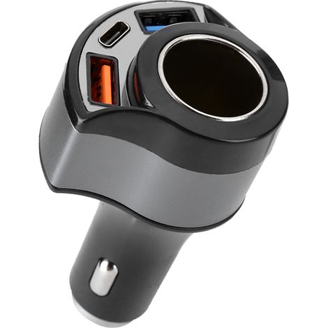 Multifunktionaler 12V 3A Zigarettenanzünder mit zwei USB-Anschlüssen, QC3.0-Schnellladegerät und Hochleistungssteckdose (1/5)