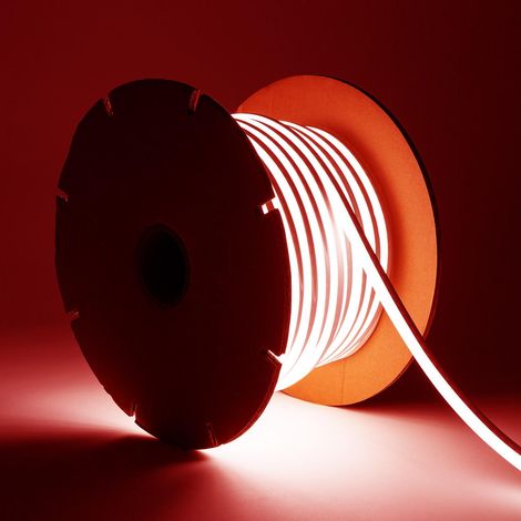 Bobina 50m Striscia LED Neon Regolabile 220V SFLEX8 8W/m IP65 Taglio 100cm Rosso