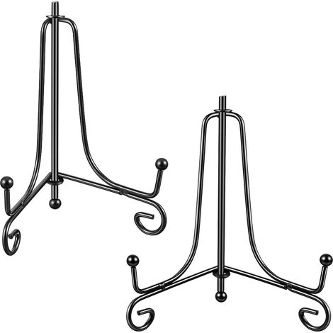 Lot de 2 supports d'assiette en fer noir de 10 cm pour cadres photo, assiettes décoratives pour décoration de maison et de bureau (1/5)