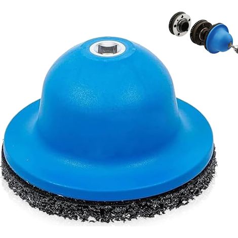 Ponceuse de moyeu de roue de voiture - Bleu - Ponceuse à tête sphérique - Pour nettoyage de moyeu de roue - 150 mm - Pour visseuse à percussion 1/2" (1/5)