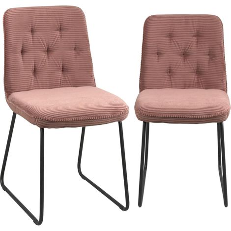 ZELI Lot de 2 chaises vintage - Tissu rayé (rose) (1/5)