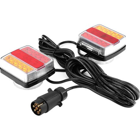 1 paire de feux arrière de sécurité magnétiques à LED 12 V pour remorque, camion ou voiture (1/5)