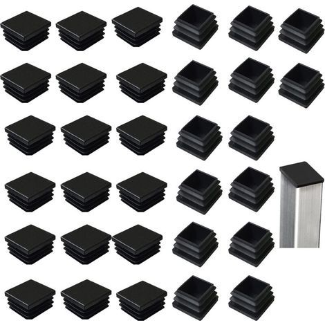 Lot de 32 bouchons à lamelles pour tubes carrés 40 x 40 mm, carrés en plastique noir, bouchons carrés pour produits métalliques/chaises/canapés/tables NPTERBL (1/5)