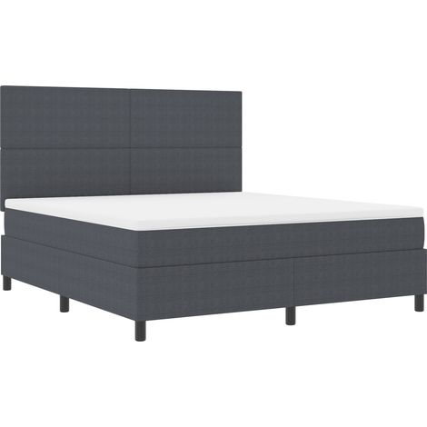 Boxspringbett mit Matratze & LED Dunkelgrau Super King Cord-Style-Stoff vidaXL