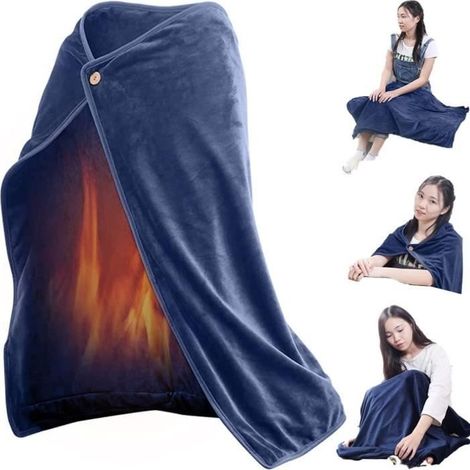 AJW-Couverture chauffante électrique 100 x 70 cm, châle chauffant électrique en flanelle épaisse USB avec 6 boutons pour homme[1466] (1/4)