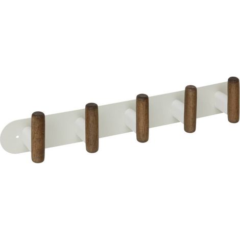 Gancio da parete cassie beige e legno, 5 ganci - 5five