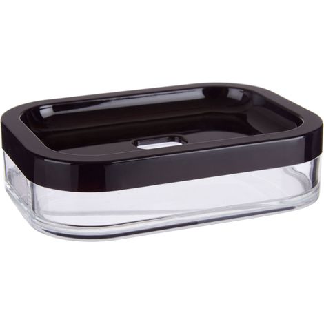 Premier Housewares Soap Dish Durable Dishes For Bathroom Black Acrylic Dish With 3D Design Soaps Tray / Trays With Self Draining Removable Base 9 x 3 x 12 (1/2)