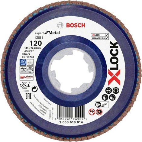 Bosch Accessories 2608619814 X551 Disco con falde Diametro 115 mm Ø foro 22.23 mm Dimensione dei grani 120 1 pz. (1/2)