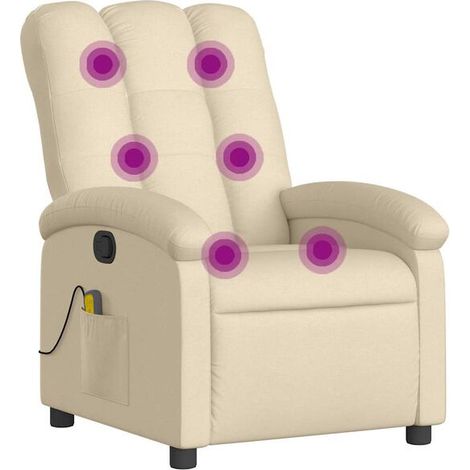 Fauteuil de massage inclinable en tissu beige (1/5)