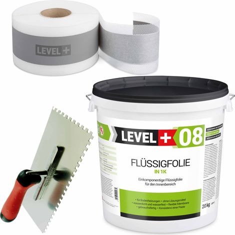 LEVEL+ Dichtset für Duschabdichtung Bad Dichtband Flüssigfolie 20kg SET49 (1/4)